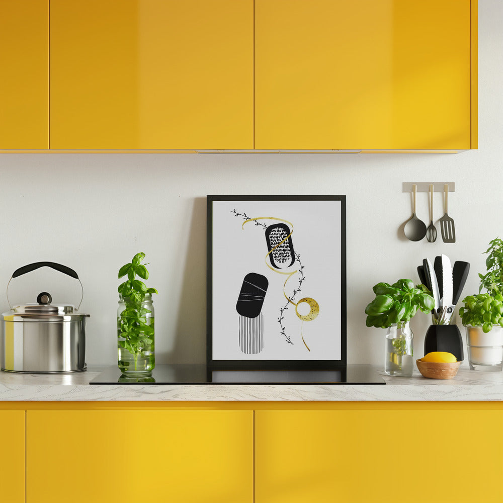 Black & White Abstract No. 1 | gold Poster